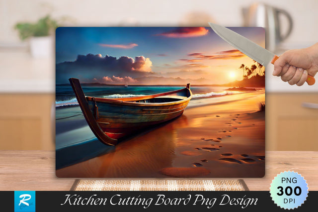 Scenic Sunset Beach Cutting Board Sublimation Regulrcrative 