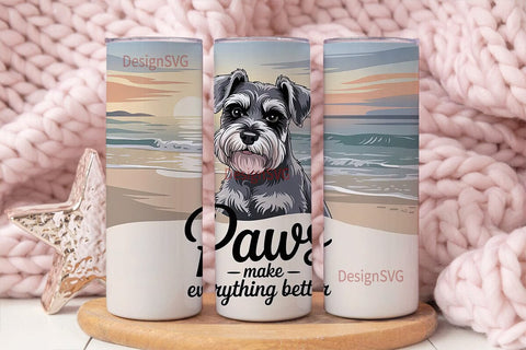 Schnauzer Beach Sunset 20oz Tumbler Sublimation DesignSVG 
