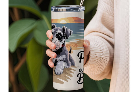 Schnauzer Beach Sunset 20oz Tumbler Sublimation DesignSVG 