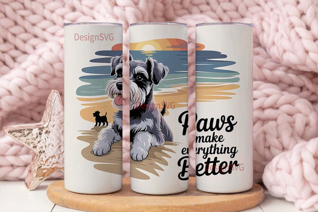 Schnauzer Beach Sunset 20oz Tumbler Sublimation DesignSVG 
