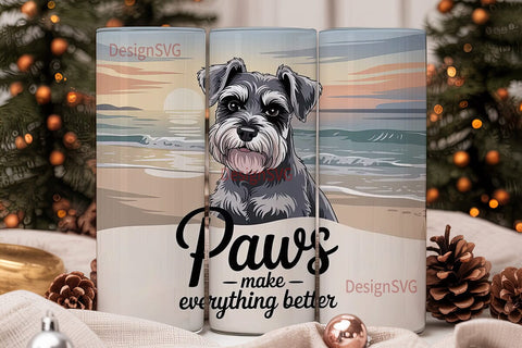 Schnauzer Beach Sunset 20oz Tumbler Sublimation DesignSVG 