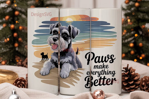 Schnauzer Beach Sunset 20oz Tumbler Sublimation DesignSVG 