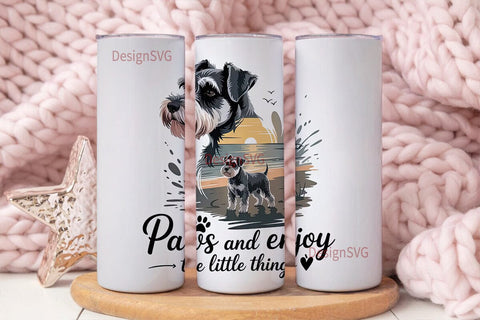 Schnauzer Beach Sunset 20oz Tumbler Wrap Sublimation DesignSVG 