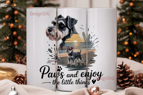 Schnauzer Beach Sunset 20oz Tumbler Wrap Sublimation DesignSVG 