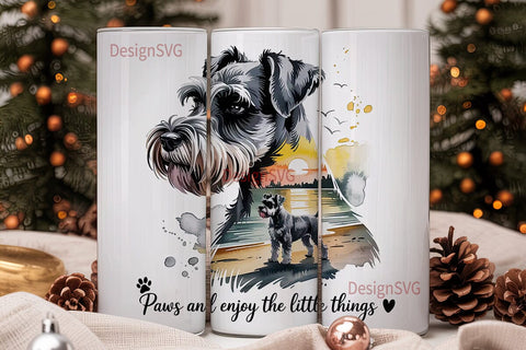 Schnauzer Beach Sunset 20oz Tumbler Wrap Sublimation DesignSVG 