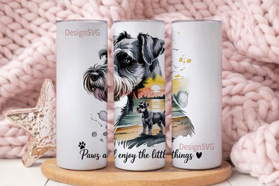 Schnauzer Beach Sunset 20oz Tumbler Wrap Sublimation DesignSVG 