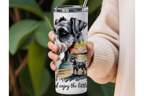 Schnauzer Beach Sunset 20oz Tumbler Wrap Sublimation DesignSVG 