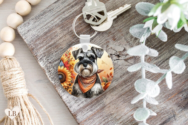 Schnauzer Keychain Sublimation, Dog Key Ring Design PNG Sublimation BijouBay 