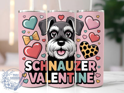 Schnauzer Love Valentine Tumbler, Dog Love Wrap, Cute Schnauzer Cup, 20oz Sublimation Wrap, Stylish Dog Valentine Design Tumbler, Artistic Schnauzer Heart Cup, Pet Lover Valentine Theme Wrap Sublimation ToriDesigns 