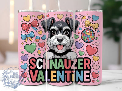 Schnauzer Love Valentine Tumbler, Dog Love Wrap, Cute Schnauzer Cup, 20oz Sublimation Wrap, Stylish Dog Valentine Design Tumbler, Artistic Schnauzer Heart Cup, Pet Lover Valentine Theme Wrap Sublimation ToriDesigns 