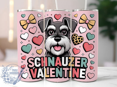 Schnauzer Love Valentine Tumbler, Dog Love Wrap, Cute Schnauzer Cup, 20oz Sublimation Wrap, Stylish Dog Valentine Design Tumbler, Artistic Schnauzer Heart Cup, Pet Lover Valentine Theme Wrap Sublimation ToriDesigns 