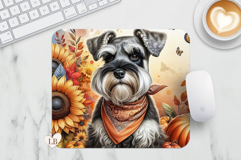 Schnauzer Mouse Pad - Autumn Dog Mousepad PNG Sublimation BijouBay 