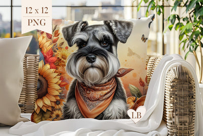 Schnauzer Pillow Sublimation - Dog Pillow Cover PNG Sublimation BijouBay 