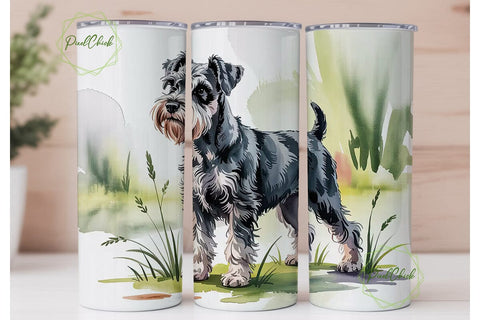 Schnauzer Watercolor 20oz Tumbler Wrap Sublimation PixelChick 
