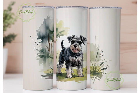 Schnauzer Watercolor 20oz Tumbler Wrap Sublimation PixelChick 