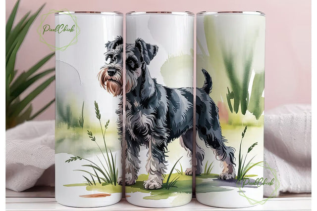 Schnauzer Watercolor 20oz Tumbler Wrap Sublimation PixelChick 
