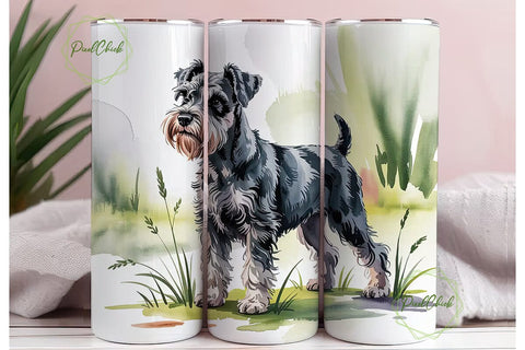 Schnauzer Watercolor 20oz Tumbler Wrap Sublimation PixelChick 