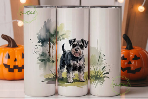 Schnauzer Watercolor 20oz Tumbler Wrap Sublimation PixelChick 
