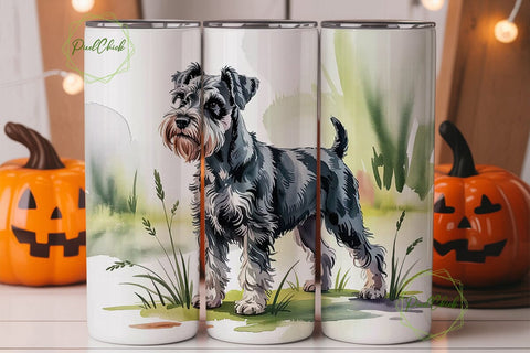 Schnauzer Watercolor 20oz Tumbler Wrap Sublimation PixelChick 