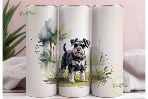 Schnauzer Watercolor 20oz Tumbler Wrap Sublimation PixelChick 