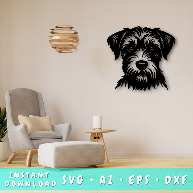 Schnoodle Dog Laser SVG Cut File, Schnoodle Dog Glowforge File, Schnoodle Dog DXF, Schnoodle Dog Wall Art SVG SVG HappyDesignStudio 