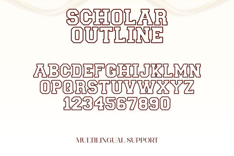 Scholar Block Outline – Bold Outline Varsity Font for Modern Designs Font Dm Letter Studio 