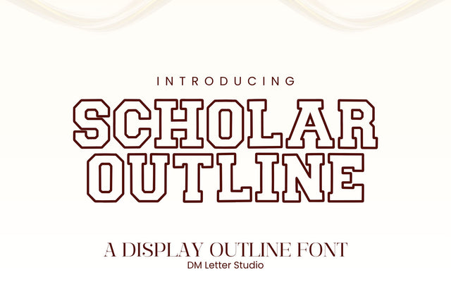 Scholar Block Outline – Bold Outline Varsity Font for Modern Designs Font Dm Letter Studio 