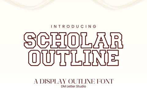 Scholar Block Outline – Bold Outline Varsity Font for Modern Designs Font Dm Letter Studio 