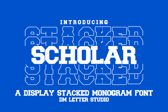 Scholar Stacked Monogram – All-Caps Varsity Style with Monogram Stacking Twist Font Dm Letter Studio 