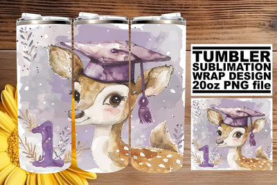 School Animal Graduation Tumbler - 20oz Sublimation Wrap Sublimation afrosvg 