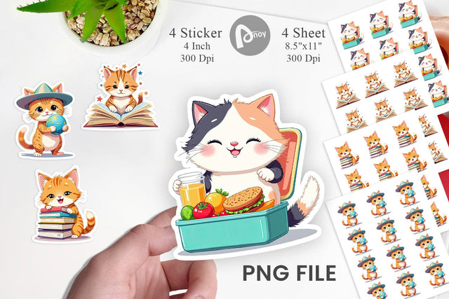 School Baby Cat Sticker Sublimation artnoy 