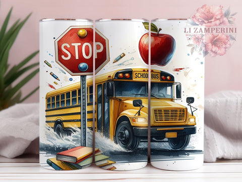 School Bus 20oz Tumbler Wrap PNG, School Tumbler Png, Straight & Tapered Tumbler Wrap, Instant Digital Download Sublimation Li Zamperini 