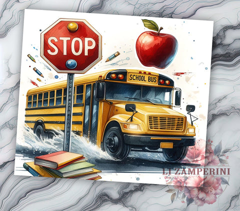 School Bus 20oz Tumbler Wrap PNG, School Tumbler Png, Straight & Tapered Tumbler Wrap, Instant Digital Download Sublimation Li Zamperini 