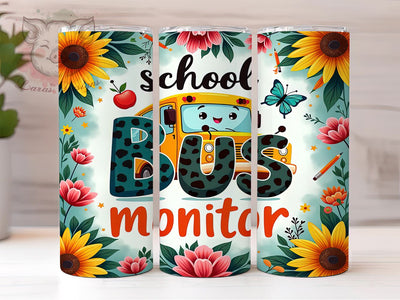 School Bus Driver & Monitor Educational Tumbler Wrap, Bus Monitor Gift, 20oz Tumbler, Sublimation Wrap, Teacher Gift, Bus Driver Mug, Educational Drinkware Sublimation Lara' s Designs 