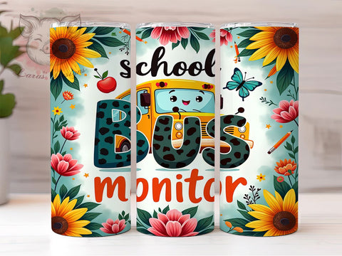 School Bus Driver & Monitor Educational Tumbler Wrap, Bus Monitor Gift, 20oz Tumbler, Sublimation Wrap, Teacher Gift, Bus Driver Mug, Educational Drinkware Sublimation Lara' s Designs 
