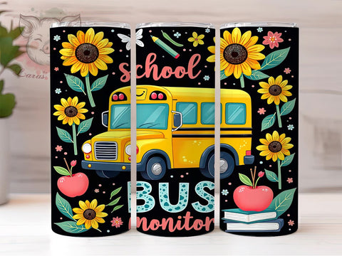 School Bus Driver & Monitor Educational Tumbler Wrap, Bus Monitor Gift, 20oz Tumbler, Sublimation Wrap, Teacher Gift, Bus Driver Mug, Educational Drinkware Sublimation Lara' s Designs 