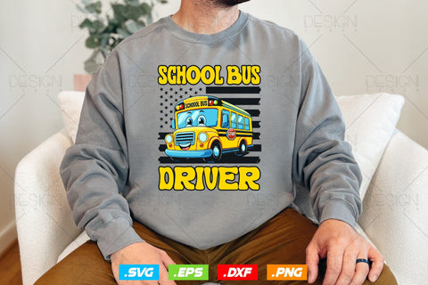 School Bus Driver Svg Png, Father's Day Svg, Bus Driver Gift ,American Flag svg, School Bus Driver Svg, SVG File for Cricut SVG DesignDestine 