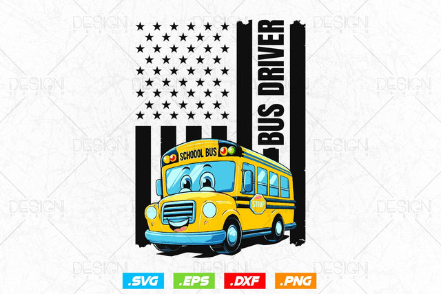 School Bus Driver Svg Png, Father's Day Svg, Bus Driver Gift , American Flag Svg, School Bus Driver USA American Flag , SVG File for Cricut SVG DesignDestine 