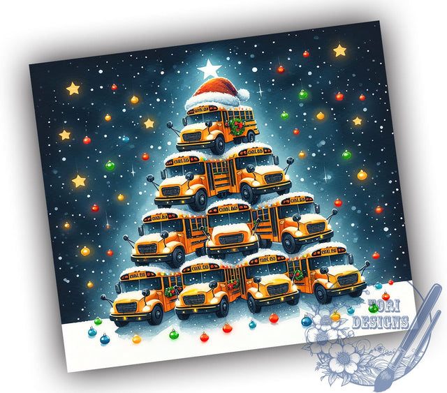 School Bus Tumbler, Funny Santa Design, Christmas Bus Driver Gift, Holiday Drinkware, Teacher Gift, Sublimation PNG, Festive Decor, Cute Christmas Tumbler Sublimation ToriDesigns 