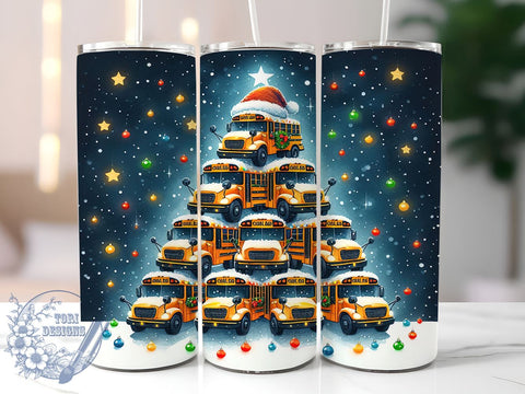 School Bus Tumbler, Funny Santa Design, Christmas Bus Driver Gift, Holiday Drinkware, Teacher Gift, Sublimation PNG, Festive Decor, Cute Christmas Tumbler Sublimation ToriDesigns 