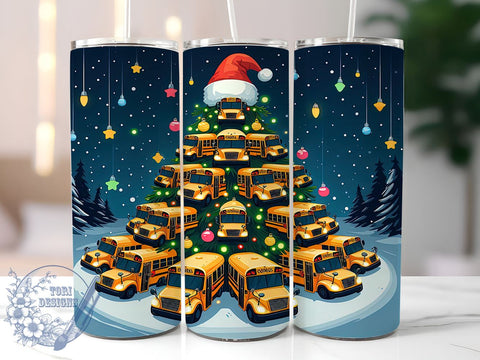 School Bus Tumbler, Funny Santa Design, Christmas Bus Driver Gift, Holiday Drinkware, Teacher Gift, Sublimation PNG, Festive Decor, Cute Christmas Tumbler Sublimation ToriDesigns 