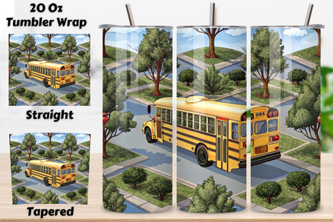 School bus tumbler wrap | Seamless Tumbler Sublimation FloridPrintables 