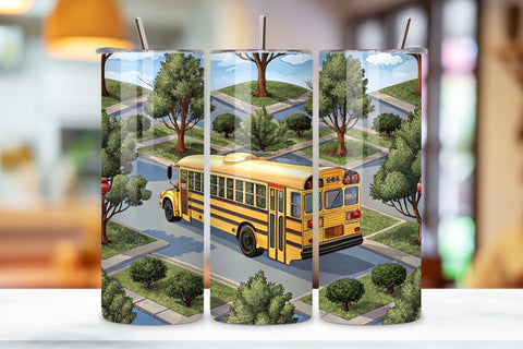 School bus tumbler wrap | Seamless Tumbler Sublimation FloridPrintables 
