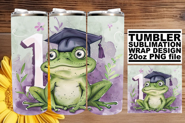 School Celebration Tumbler - 20oz Watercolor Animal Grad Cap Design Sublimation afrosvg 