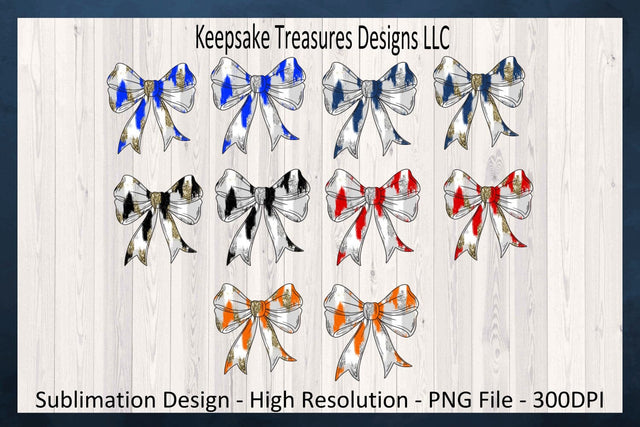 School Color Bows, Part 1 Color Bows, Sublimation PNG, School Spirit Shirts, Football Team, Baseball Team, Individual PNGs, Digital Download, Printable PNG Sublimation Keepsake Treasures Designs LLC. 