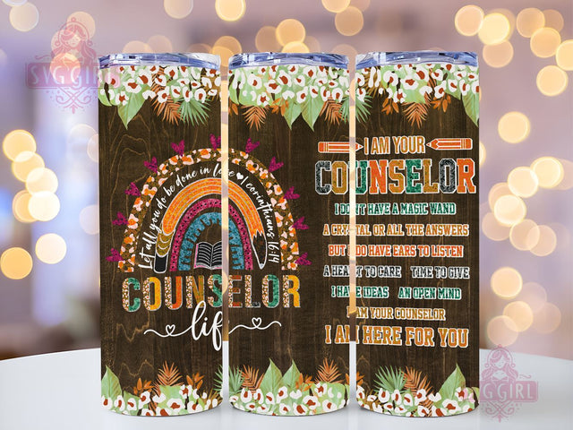 School Counselor Gifts For Women 20oz Tumbler Wrap Sublimation Design, Straight Tapered Tumbler Wrap, Counselor Appreciation Week Tumbler Png, Instant Digital Download Sublimation SvggirlplusArt 