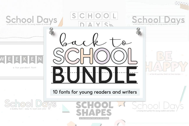School Days Font Bundle - Back To School Fonts Font KA Designs 