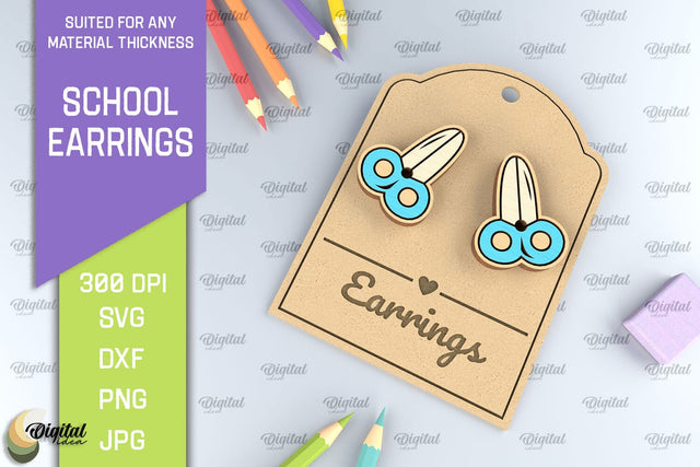 School Earrings Laser Cut. School Jewelry SVG SVG Evgenyia Guschina 