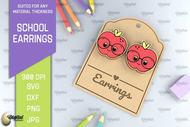School Earrings Laser Cut. School Jewelry SVG SVG Evgenyia Guschina 