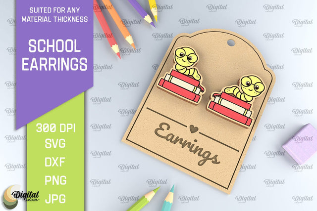 School Earrings Laser Cut. School Jewelry SVG SVG Evgenyia Guschina 
